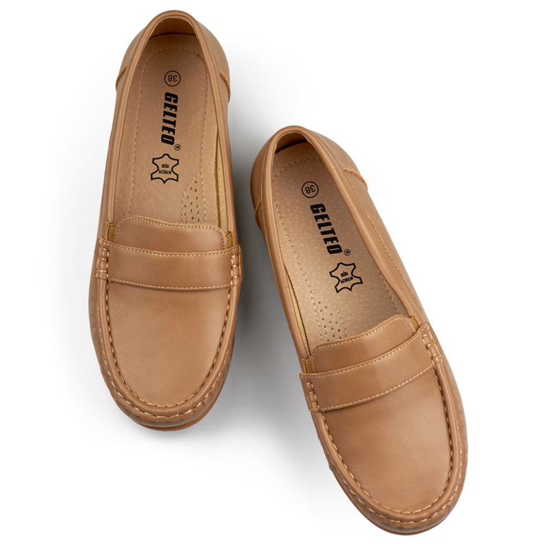 Bequeme Damen-Mokassins in Dunkelbeige 1