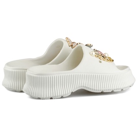 Damen-Flip-Flops aus weißem Gummi mit Verzierungen 1