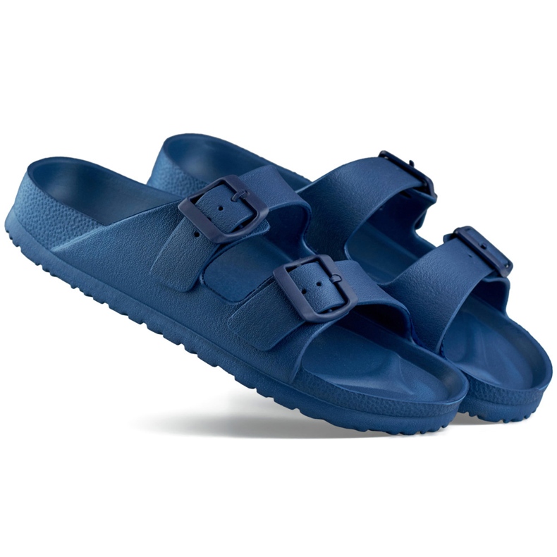 Marineblaue Flip-Flops mit zwei Schnallen 2