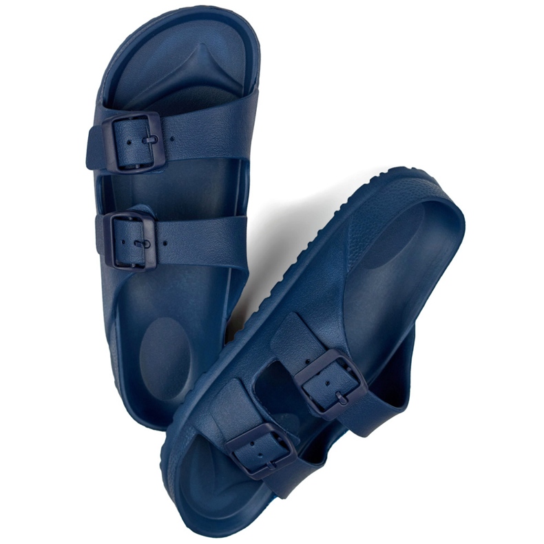 Marineblaue Flip-Flops mit zwei Schnallen 1