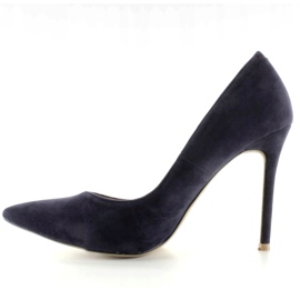 Wildlederpumps auf einem 5438 Navy Absatz marineblau 1