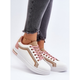 Beigefarbene Damen-Sneaker mit glitzerndem Elnami weiß 2