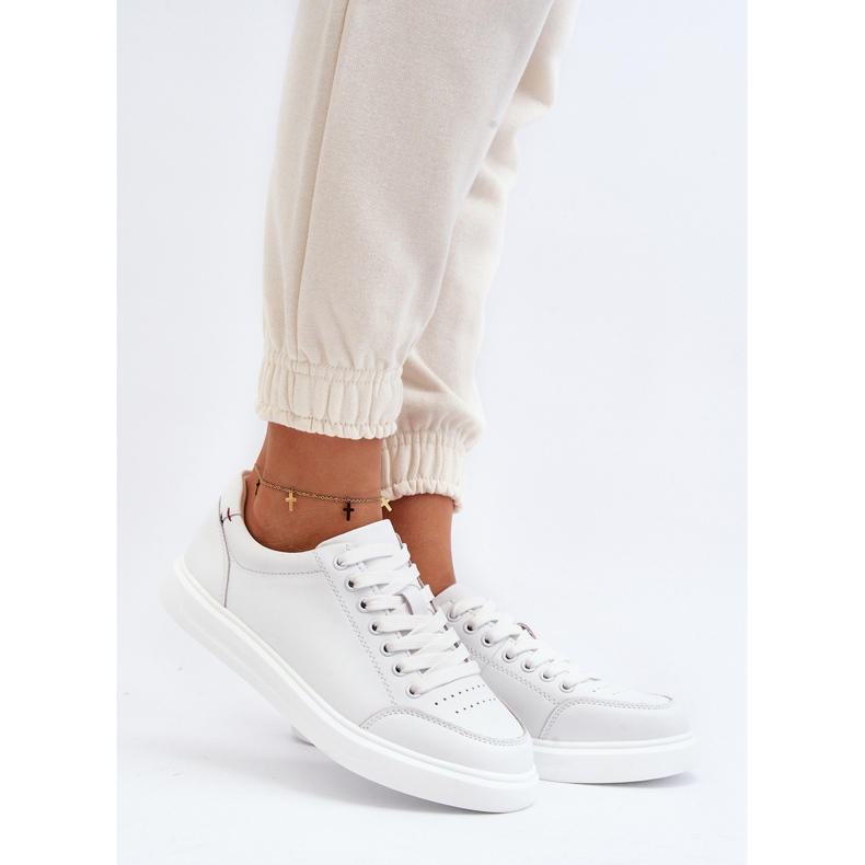 Vinceza Damen Sneakers Naturleder Weiß Dimpna 2