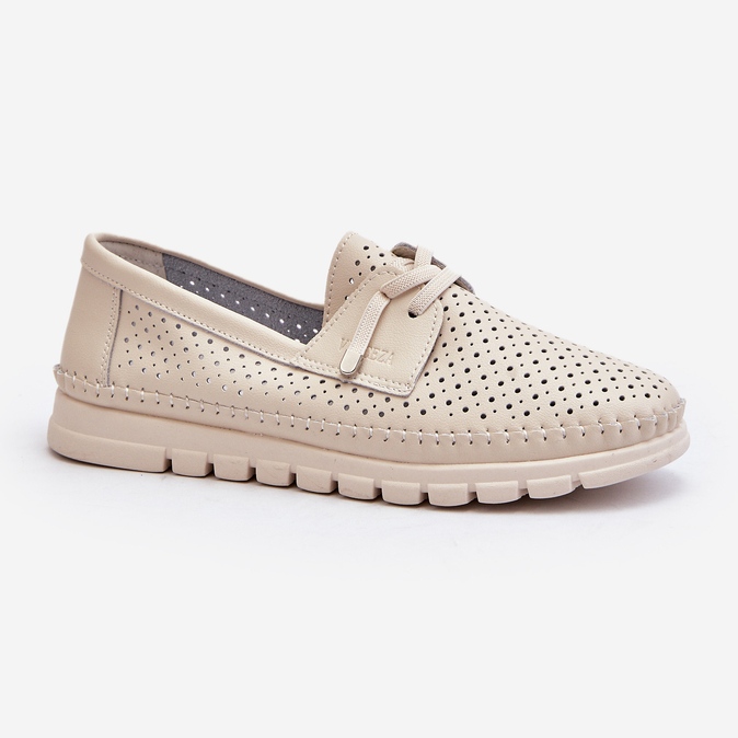 Vinceza Damen-Schuhe aus durchbrochenem beigem Leder Darnissa 1