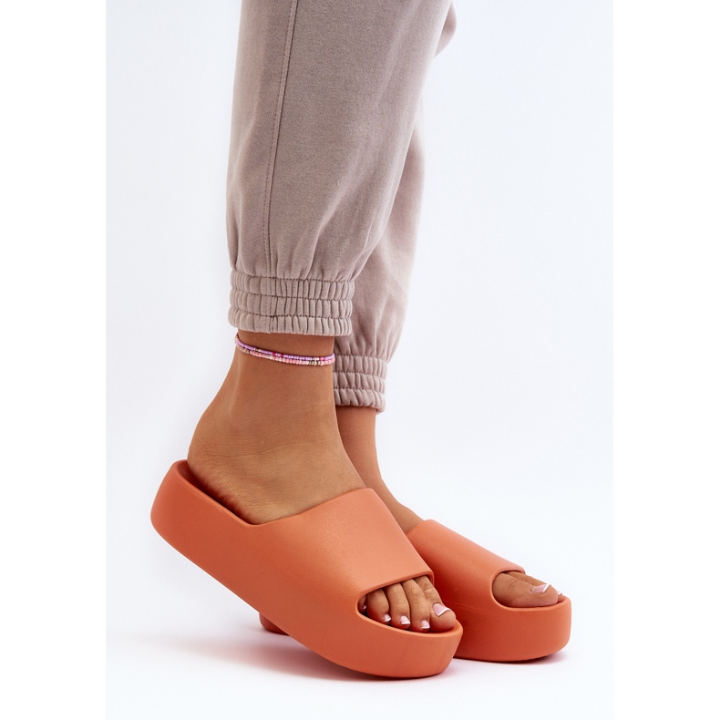 Damen-Flip-Flops mit dicker Sohle, Orange Oreithano 2