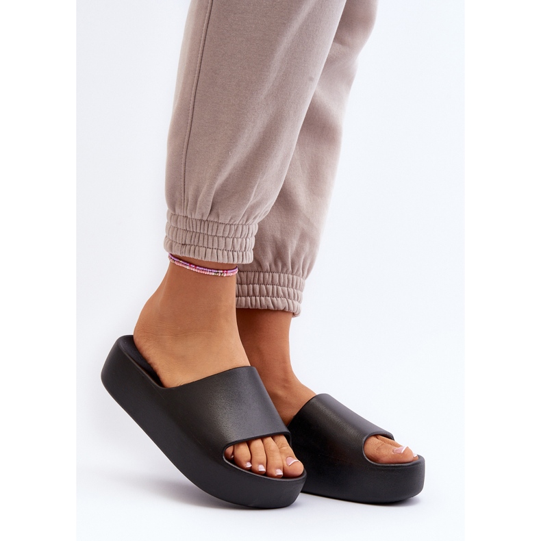 Damen-Flip-Flops mit dicker Sohle, schwarzes Oreithano 2