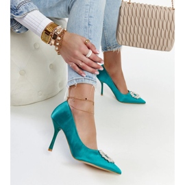 Grüne High Heels mit Satin-Finish und Strasssteinen von Susegana 1