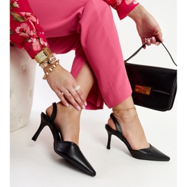 Schwarze Fontanile-Pumps mit offenem Absatz 1