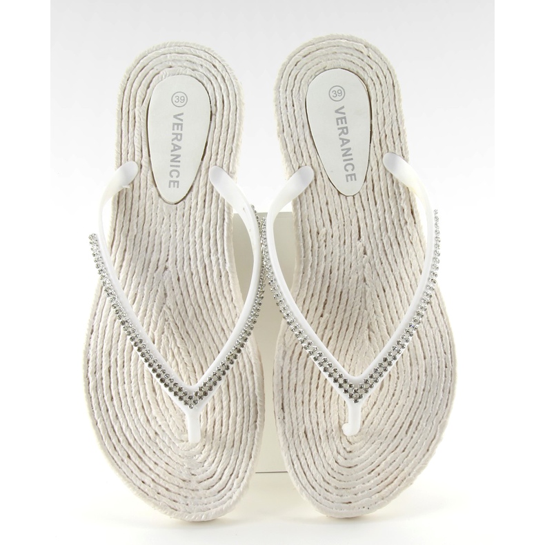 Gummi-Flip-Flops wie Espadrilles ls069 weiß 1