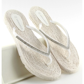 Gummi-Flip-Flops wie Espadrilles ls069 weiß 2