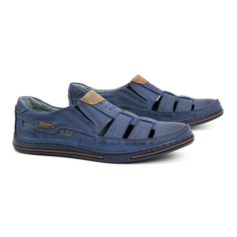 Polbut Durchbrochene Herrenschuhe 06 für den Sommer – Marineblau und Braun 2