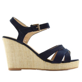 Sandalen auf dem Keil BL337 blau marineblau 1