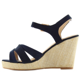 Sandalen auf dem Keil BL337 blau marineblau 2
