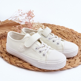 Kinder-Sneaker aus Leder mit Klettverschluss in Weiß von Delmara 1