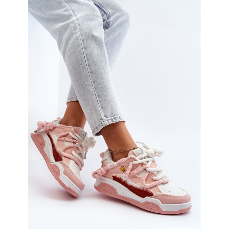 Damen-Sneaker mit dicker Schnürung in Rosa von Miatora 1