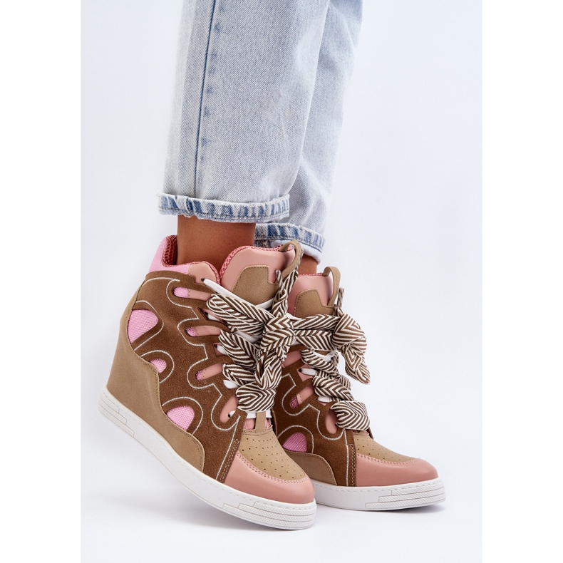 Damen-Sneakers mit Keilabsatz, Rosa, Leoppa 2