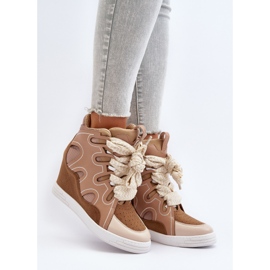 Damen-Sneakers mit Keilabsatz Beige Leoppa 2