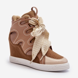 Damen-Sneakers mit Keilabsatz Beige Leoppa 1