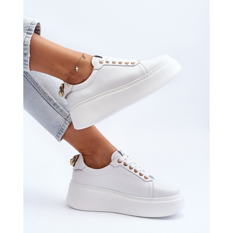 Damen-Leder-Plateau-Sneaker CheBello 4367 Weiß 2