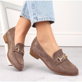 Damenschuhe mit niedrigem Absatz aus braunem Wildleder Potocki SZ12300 1