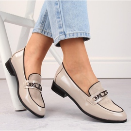 Damen-Lackschuhe mit niedrigem Absatz, beige, Potocki SZ12309 1