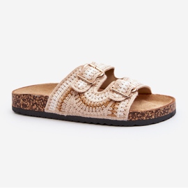 Damen-Flip-Flops mit Korksohle, Beige Fannea 2