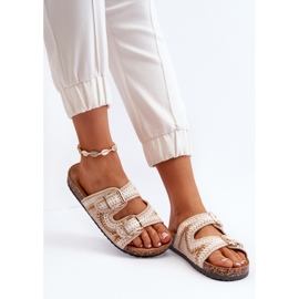 Damen-Flip-Flops mit Korksohle, Beige Fannea 1