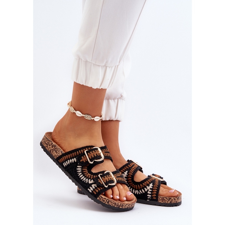 Damen-Flip-Flops mit Korksohle, Black Fannea schwarz 2