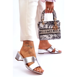 Joia Klassische Lederhausschuhe mit niedrigem Absatz, Silber silber- 4