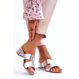 Joia Klassische Lederhausschuhe mit niedrigem Absatz, Silber silber- 1