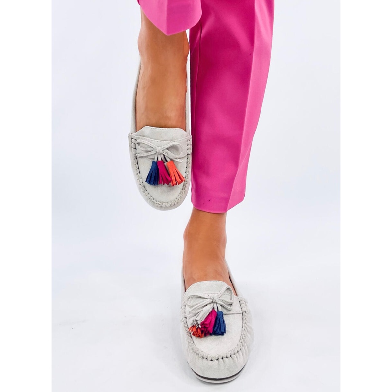 Tamla Graue Loafer mit Fransen 1