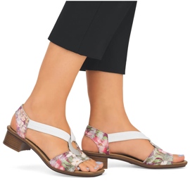 Bequeme Damen-Slip-On-Sandalen mit Blumen, mehrfarbig Rieker 62662-90 weiß 14