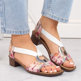Bequeme Damen-Slip-On-Sandalen mit Blumen, mehrfarbig Rieker 62662-90 weiß 5