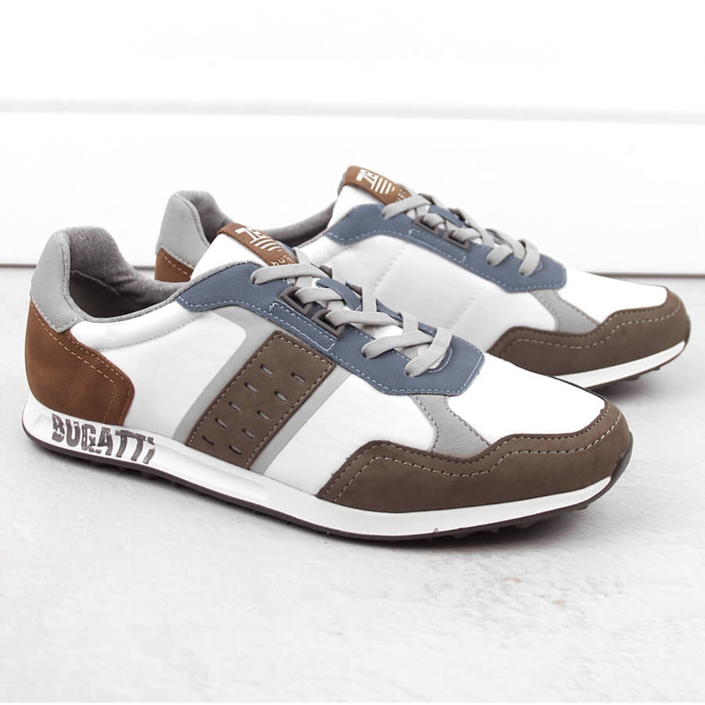 Bequeme Herren-Sportschuhe aus Leder, mehrfarbig Bugatti NN153208 weiß 1