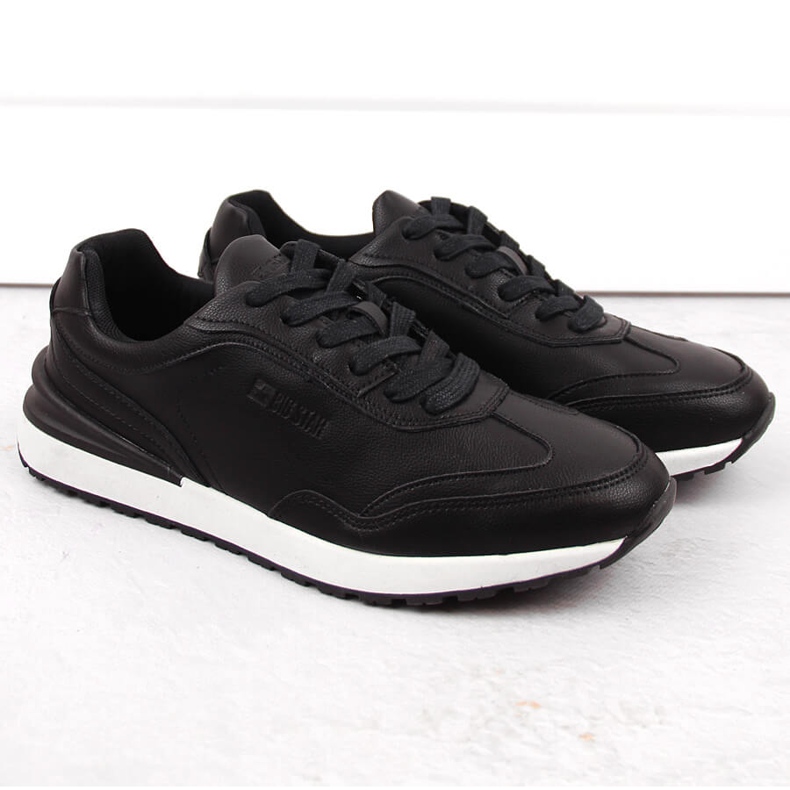 Schwarze Sport-Lederschuhe für Herren Big Star NN174287 1