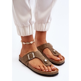 Damen-Flip-Flops mit Kork, dunkelgrün, Elina 3