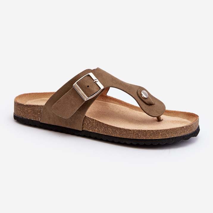 Damen-Flip-Flops mit Kork, dunkelgrün, Elina 1