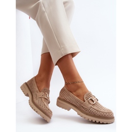 Durchbrochene Mokassins für Damen mit Verzierung, Beige Talesse 1