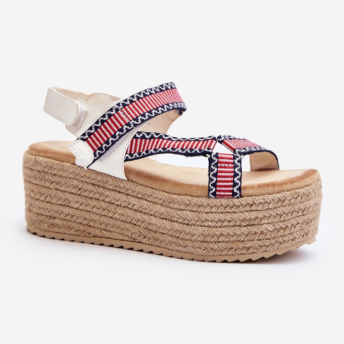 Damensandalen mit geflochtener Massivsohle, weißes Luminea 2