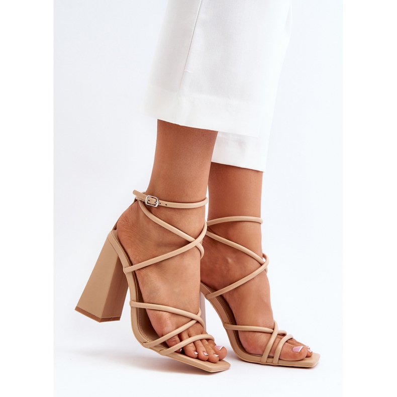 Modische Nude Josette High Heel Sandalen beige 2