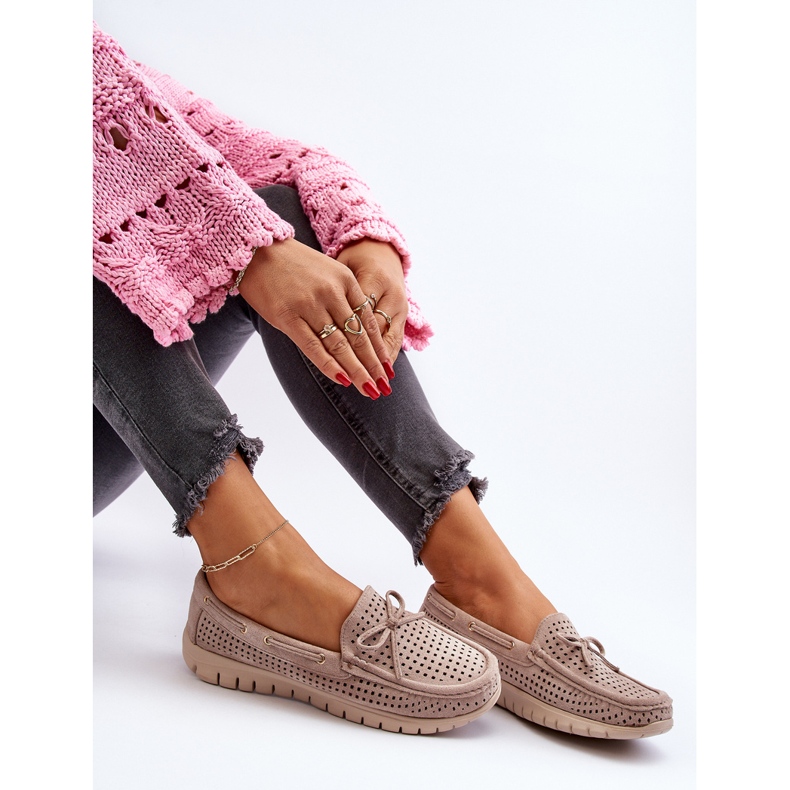 Vinceza Beige Damen-Mokassins mit Schleife Reece 2