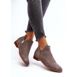 Vinceza Niedrige flache Damenstiefel Grau Janetris 1