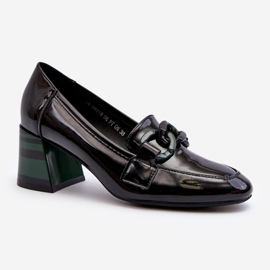 Vinceza Schwarze Paliotte-Lackpumps mit Kette 2