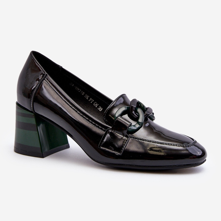 Vinceza Schwarze Paliotte-Lackpumps mit Kette 2