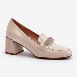 Vinceza Beige Lackpumps mit Dekoration Samassa 2