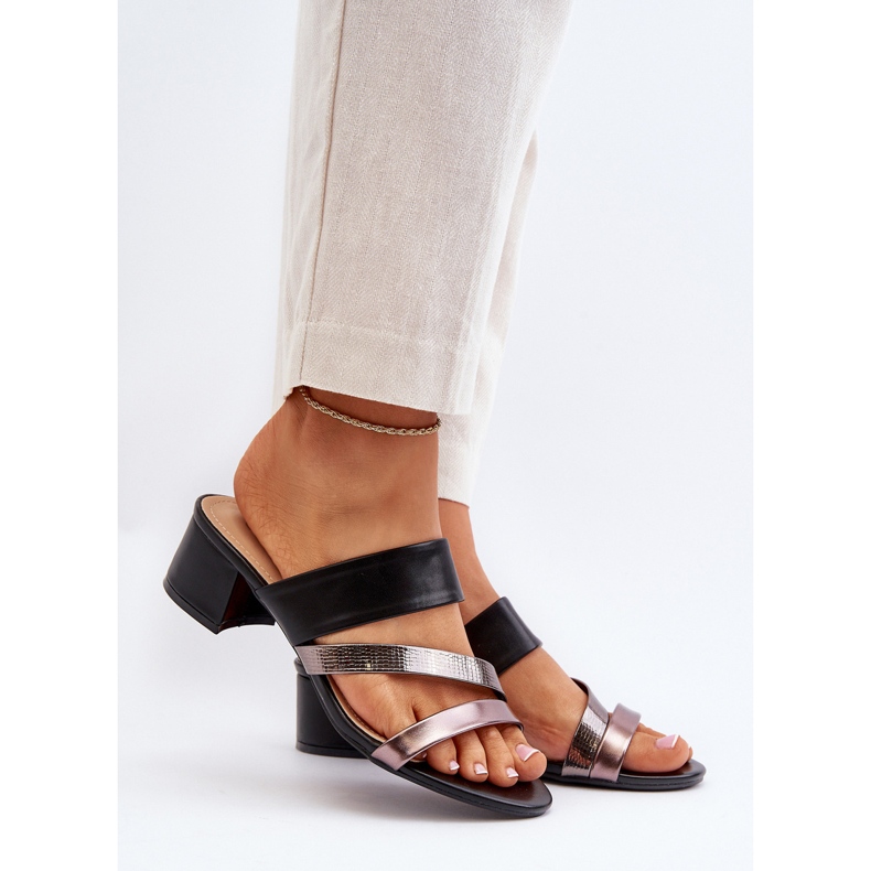 Damen-Flip-Flops mit niedrigem Absatz, Schwarz, Rosila 2