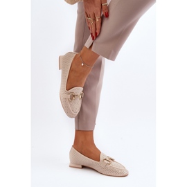 Damen-Mokassins mit flachem Absatz und Verzierung, Beige Iluvana 6