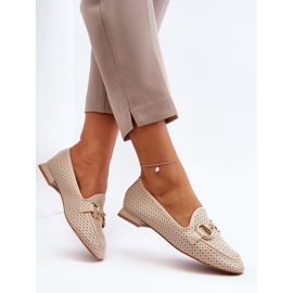 Damen-Mokassins mit flachem Absatz und Verzierung, Beige Iluvana 7