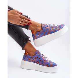 Leder-Sportschuhe auf der Plattform Maciejka 06191-06 Blau 1