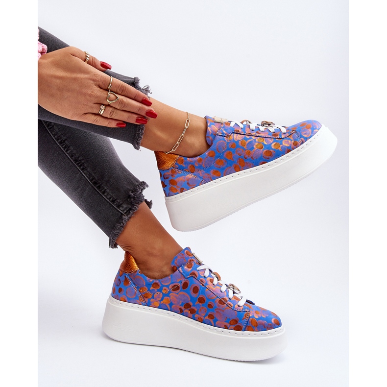 Leder-Sportschuhe auf der Plattform Maciejka 06191-06 Blau 1